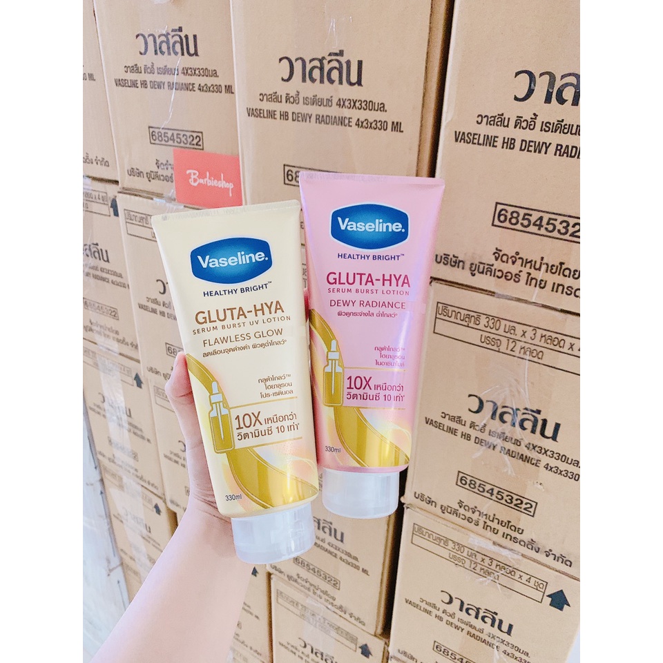 Bộ Đôi Sữa Dưỡng Thể Trắng Da VASELINE 10X Dòng Serum GLUTA-HYA Ngày Đêm Mẫu Mới Nội Địa Thái (Tuýp lớn 330ml)( không có tem phụ- không xuất hóa đơn )