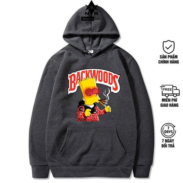 Áo Hoodie Đen Trắng Nam Nữ Backwood cool , Vải Nỉ Ngoại Dầy Dặn