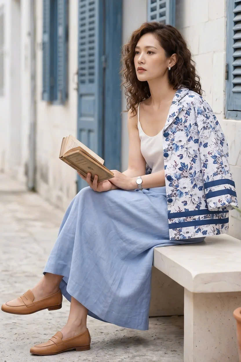 Áo Kiểu Vintage Cổ Ve Linen Hoa Mẫu Đơn Top252 Thời trang Hity