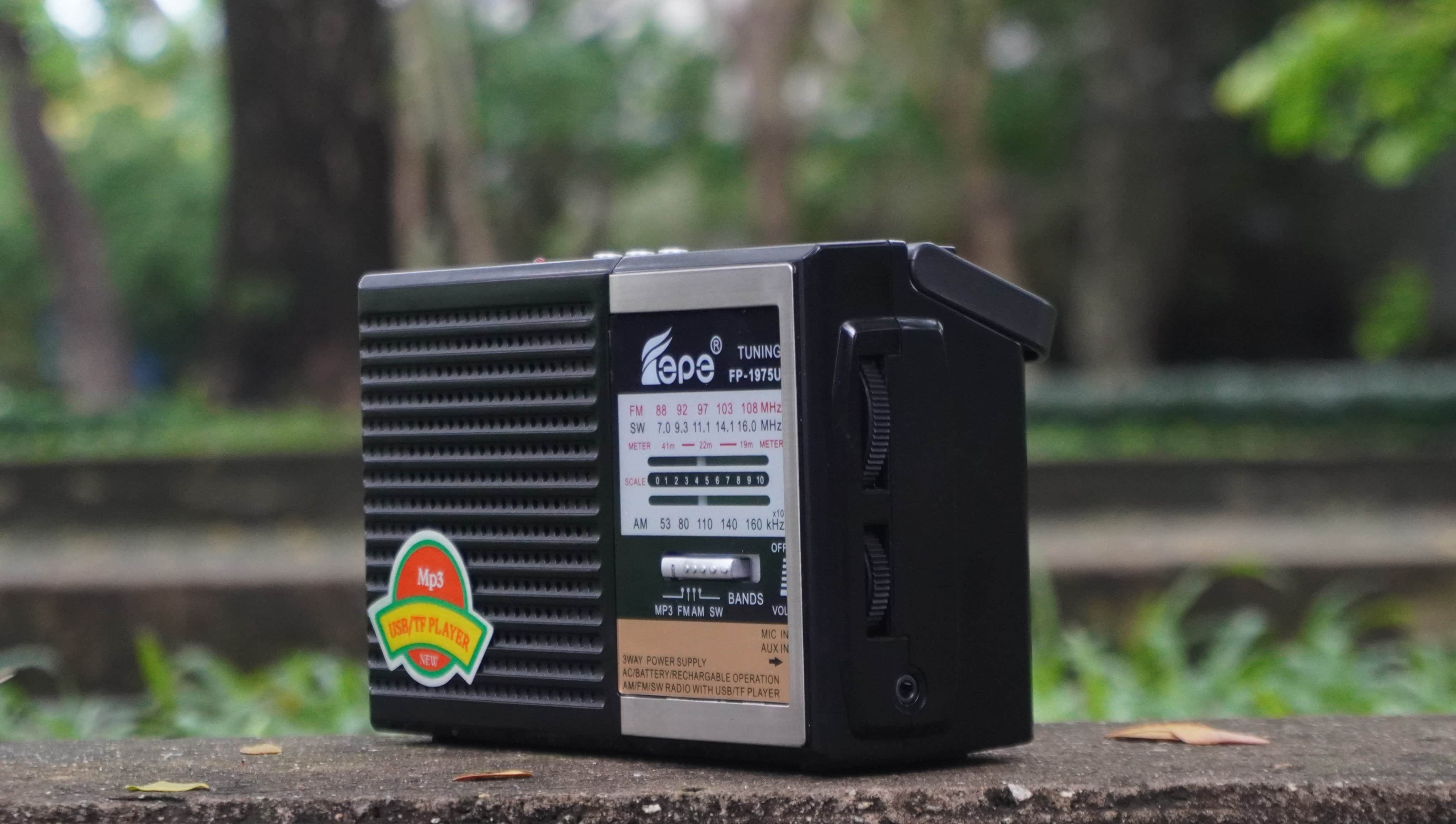 [xả kho đón tết- giá giảm hết hồn] Đài FM RADIO FP-1975U- Loa nghe nhạc kết hợp đài radio- Phong cách cổ điển vintage - sang trọng, bass trầm ấm - Đầy đủ kết nối AUX, USB, SD card