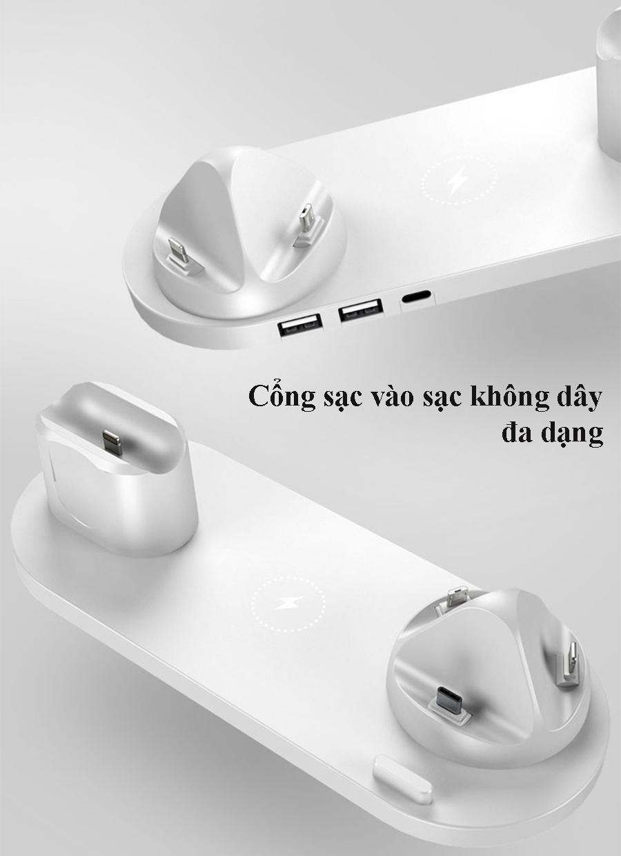 Bộ Sạc Không Dây Đa Chức Năng WS5 6 IN 1 - Sạc Nhanh, Đa Cổng, Tiện Lợi Khi Di Chuyển, An Toàn