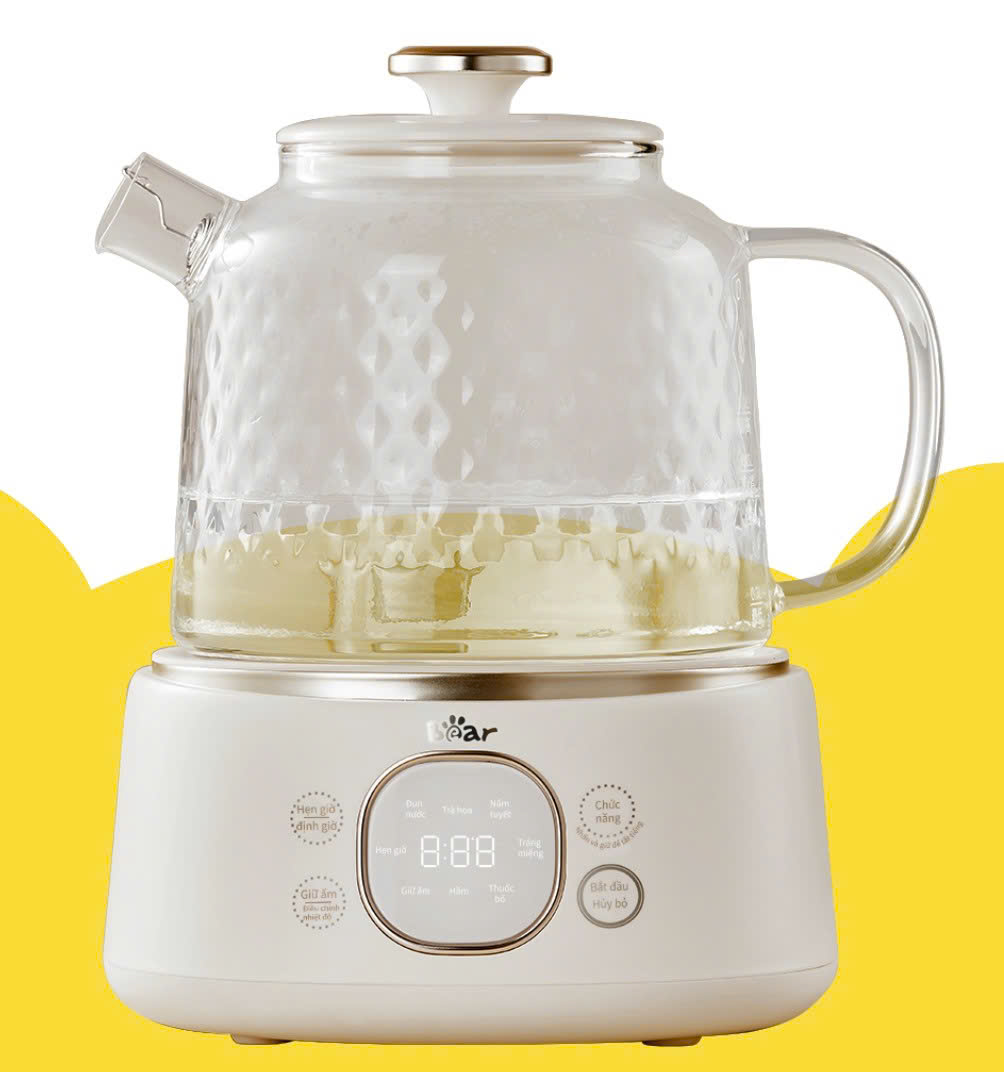 Bình đun đa năng Bear HLP-105W công suất 800W - Đa Năng Nấu Trà Dưỡng Sinh An Toàn Tiện Lợi, Hàng Chính Hãng
