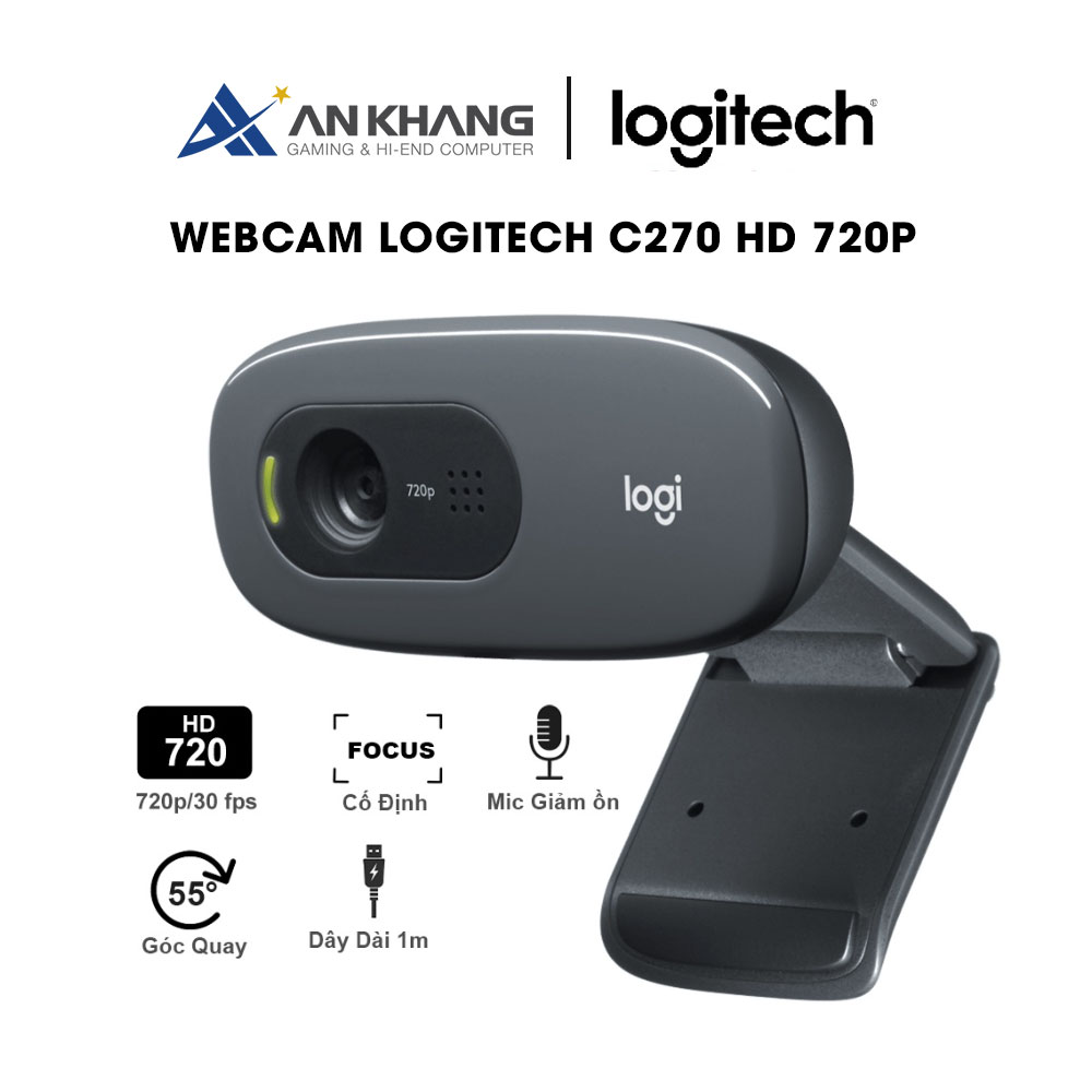 Thiết bị truyền hình ảnh (Webcam) Logitech C270 tích hợp Micro - Hàng Chính Hãng