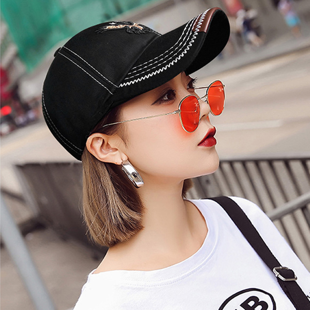 Mũ lưỡi trai nam đơn giản phong cách xuân, thu hè phong cách cá tính Xu hướng hàn quốc mũ đại bàng thêu thanh niên mũ hoang dã freesize - Smice House