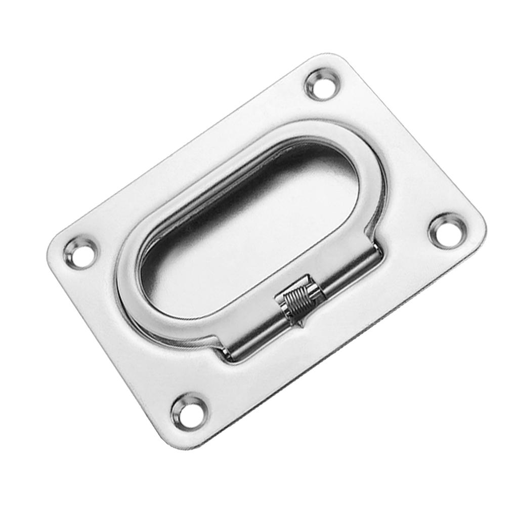 Stainless Steel Flush Hatch Latch Pull Lift Ring Handle Marine Boat 76x57mm