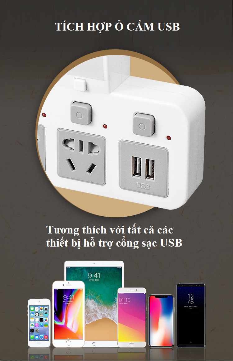 Ổ Cắm Chống Sét Có Đèn Led Thông Minh