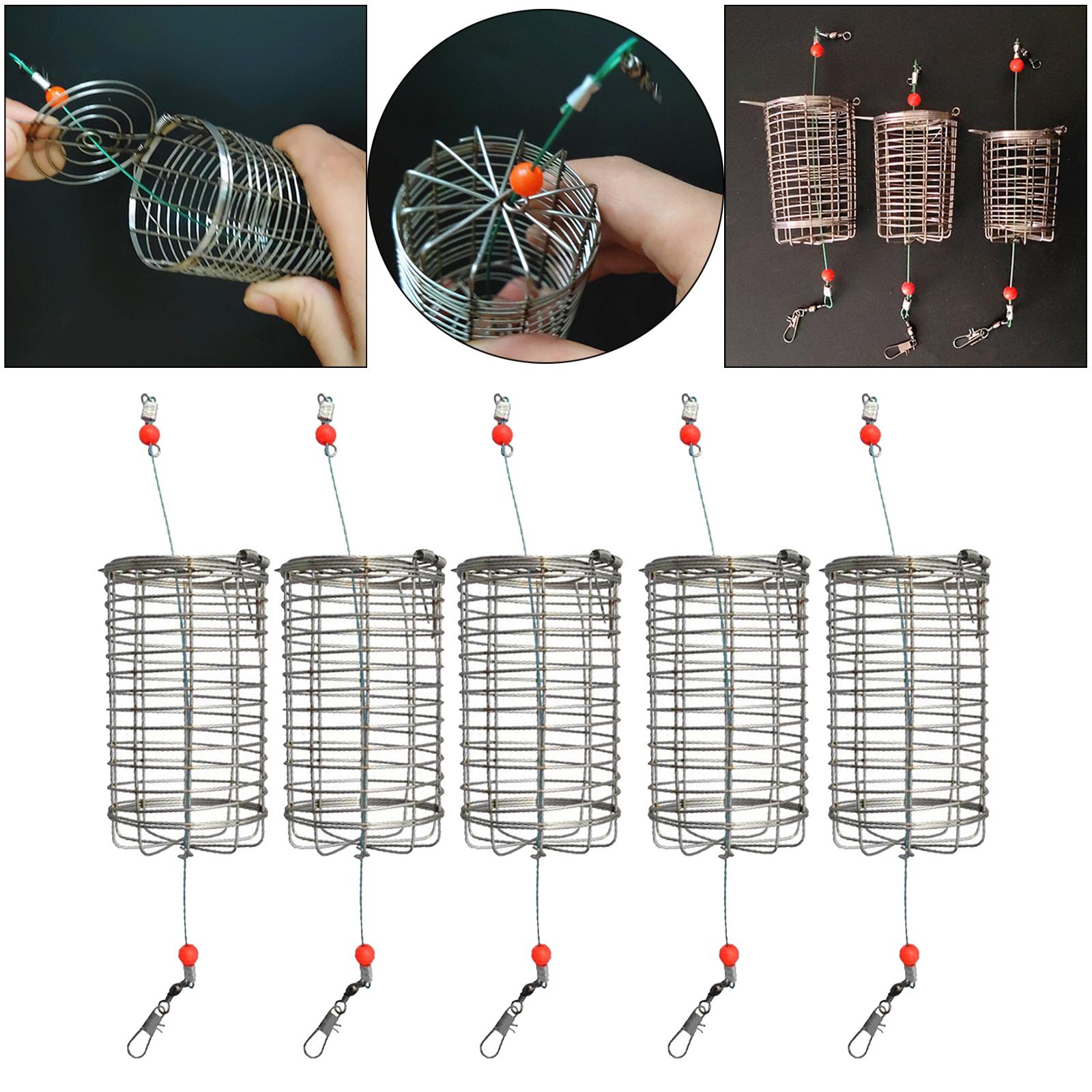 5pcs Carp Fishing Bait Trap Cage Feeder Basket Holder, Anti-rust Coarse Lure Feeder Carp Small Fishing Tackle Kit for Shrimp Carp Crayfish Crab
