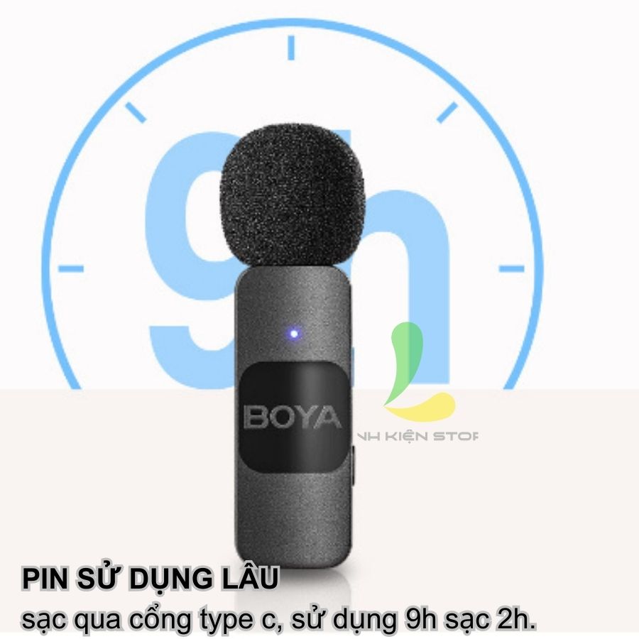 Micro thu âm không dây Boya BY-V20 - Micro cài áo nhỏ gọn sử dụng cho hệ điều hành Android khả năng chống ồn hiệu quả - Hàng chính hãng