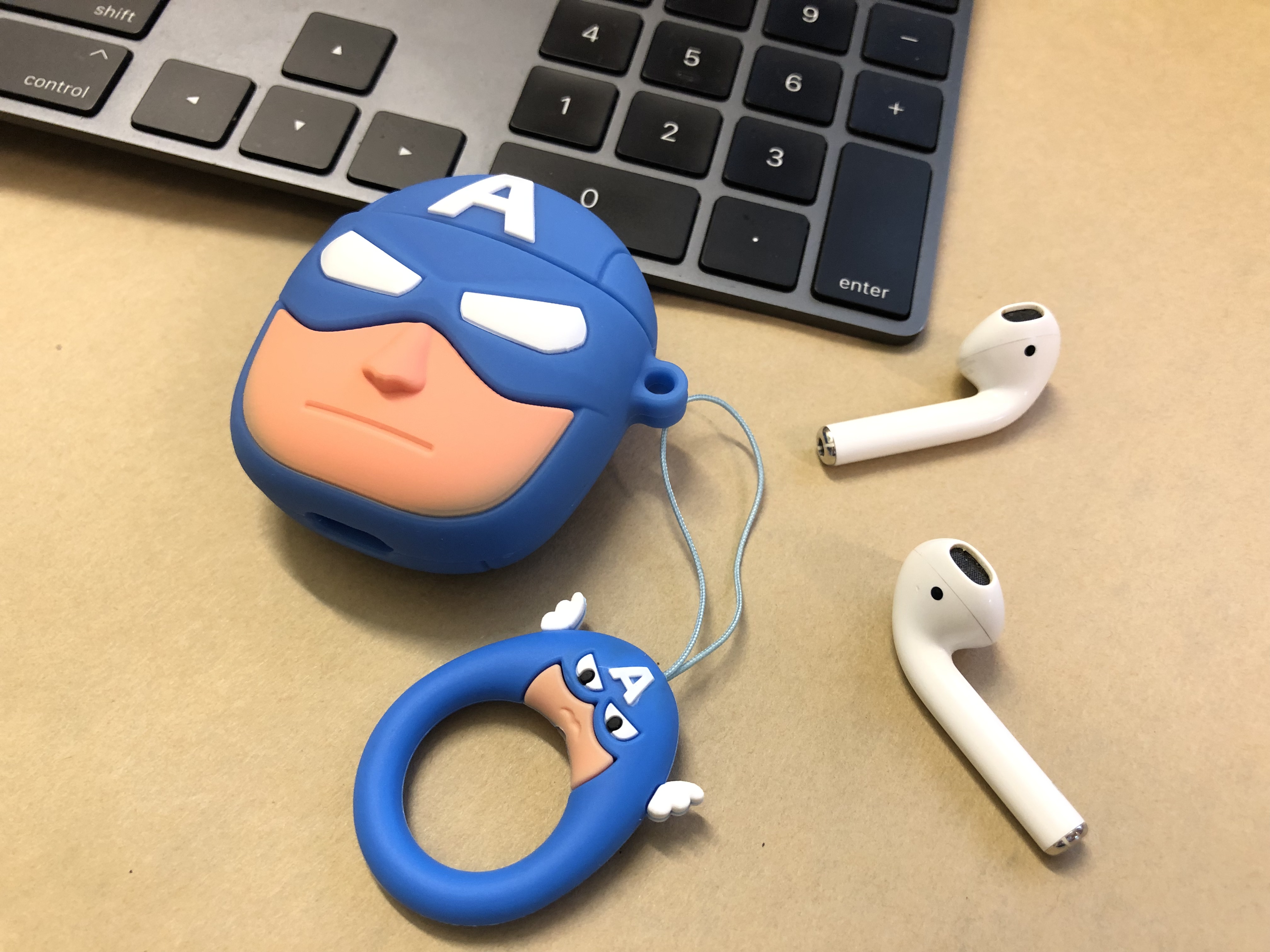 BAO CASE SILICON VỎ ỐP SILICON BẢO VỆ CHO TAI NGHE AIRPODS 1, AIRPODS 2, AIRPODS PRO AVENGERS HÌNH ĐỘI TRƯỞNG MỸ CAPTAIN AMERICA