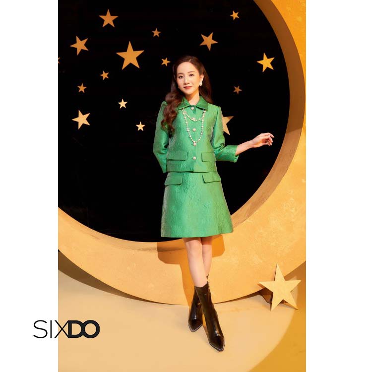 Chân váy gấm dáng A trẻ trung thời trang SIXDO