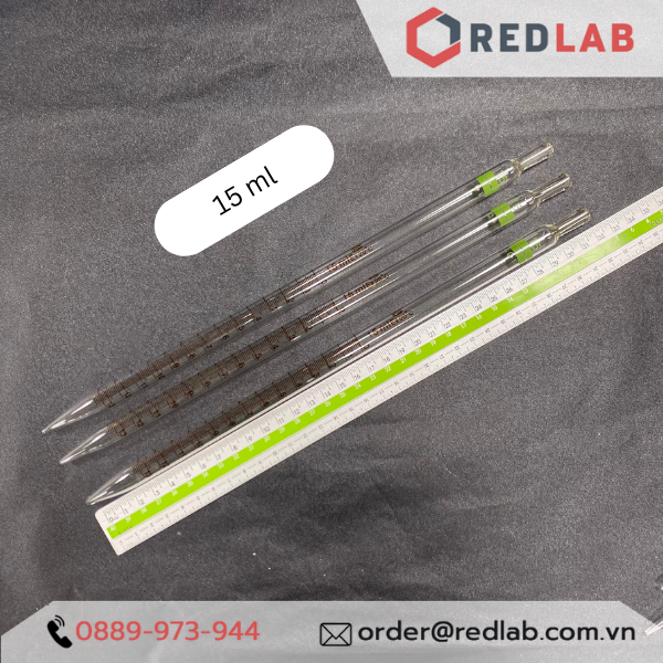 Combo pipet thủy tinh loại dài có chia vạch nhiều thể tích 1ml 2ml 5ml và quả bóp Cao Su / Silicon đi kèm