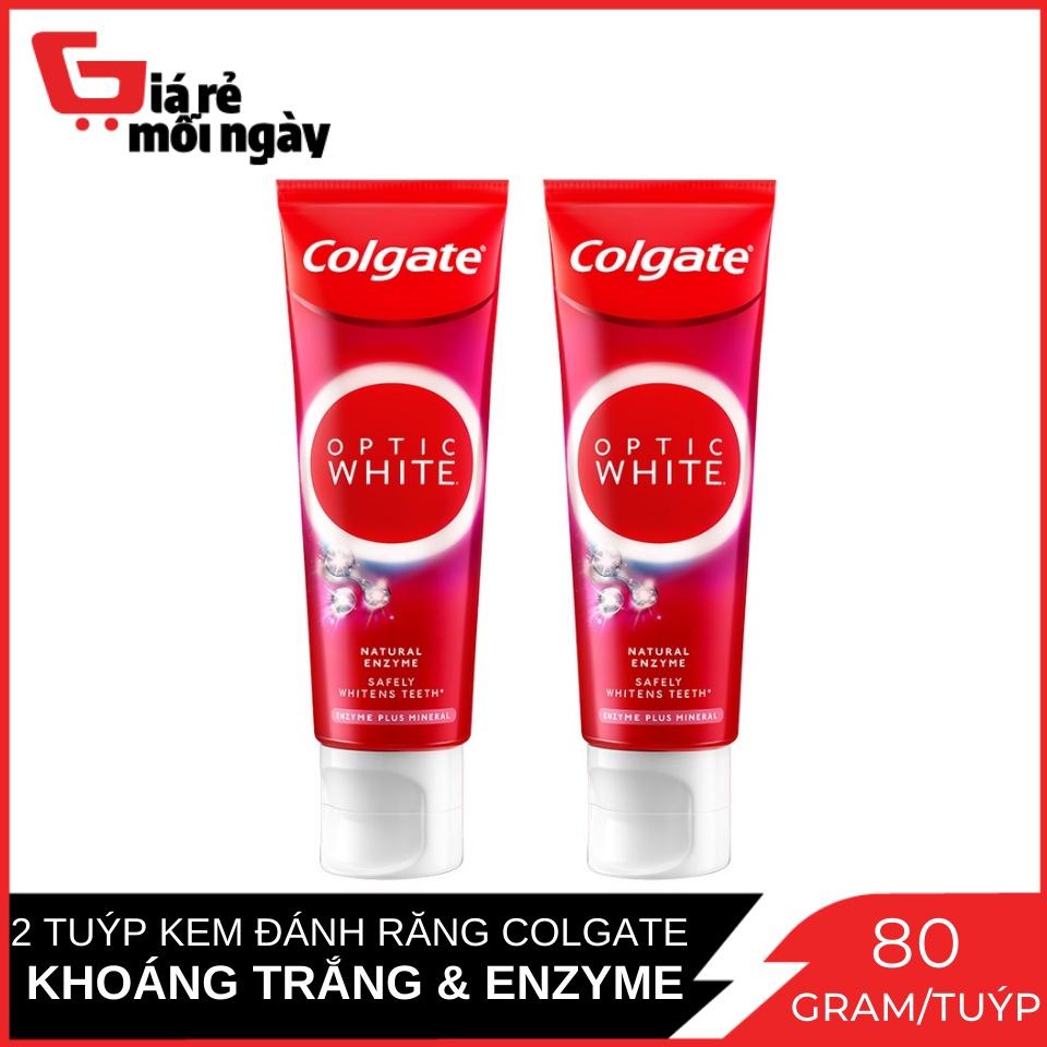 Combo 2 Tuýp Kem Đánh Răng Colgate Optic White từ Enzyme Tự Nhiên Túyp 80g X2