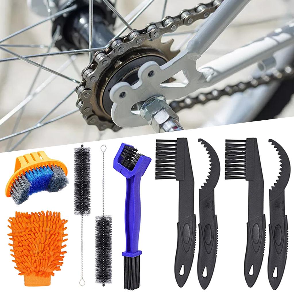 Bike Cleaning Kit, Bicycle Cleaning Brush Tool, Bike Chain Cleaner, Cycling Brush Set, Suitable for Crank/Tire,Mountain Bike, Road Bike, Folding Bike