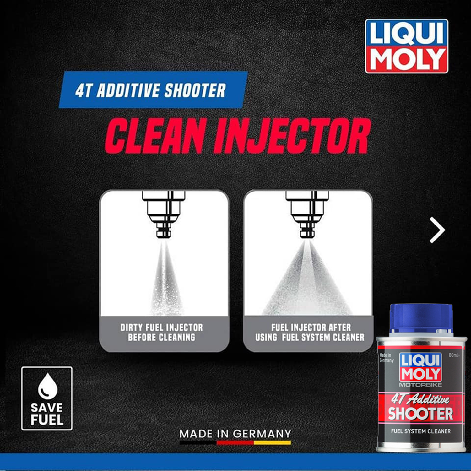 Vệ Sinh Buồng Đốt Liqui Moly 4T Additive Shooter. Phụ Gia Vệ Sinh Kim Phun Xăng 80ml Eco