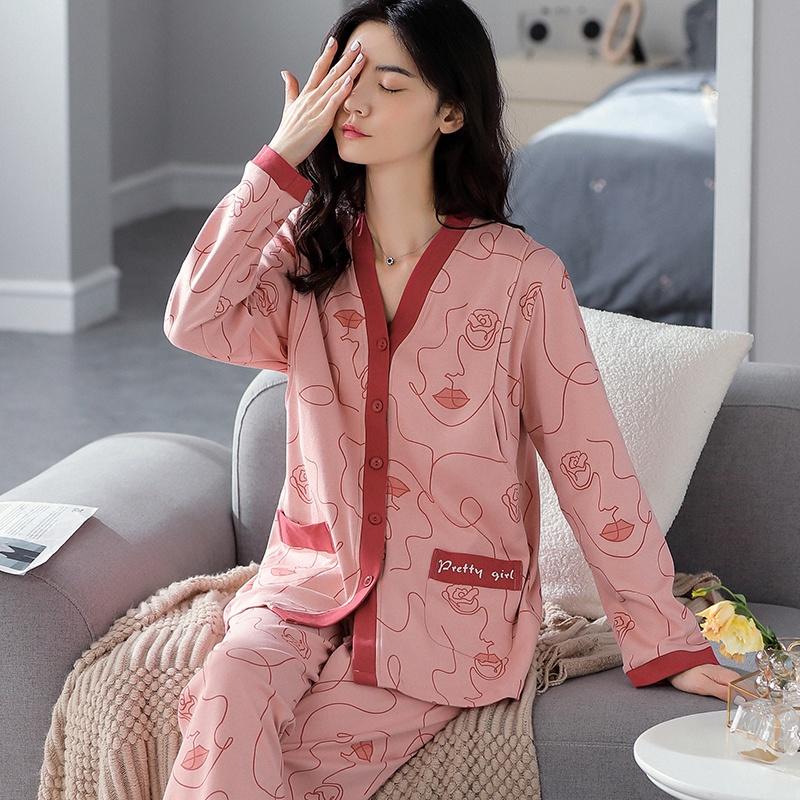 Hình ảnh 7585 - Bộ Pijama dài tay mẹ cho con bú, thiết kế ưu việt có xẻ khe cho bé bú rất tiện lợi, lịch sự cho mẹ, size M-2XL