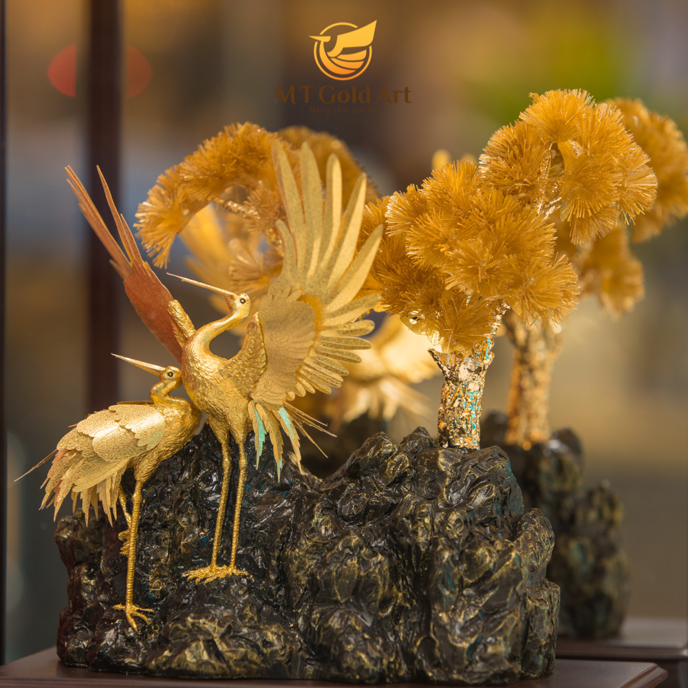 Hình ảnh Tượng chim hạc dát vàng Mẫu 1 (17x29x34cm) MT Gold Art- Hàng chính hãng, trang trí nhà cửa, phòng làm việc, quà tặng sếp, đối tác, khách hàng, tân gia, khai trương 