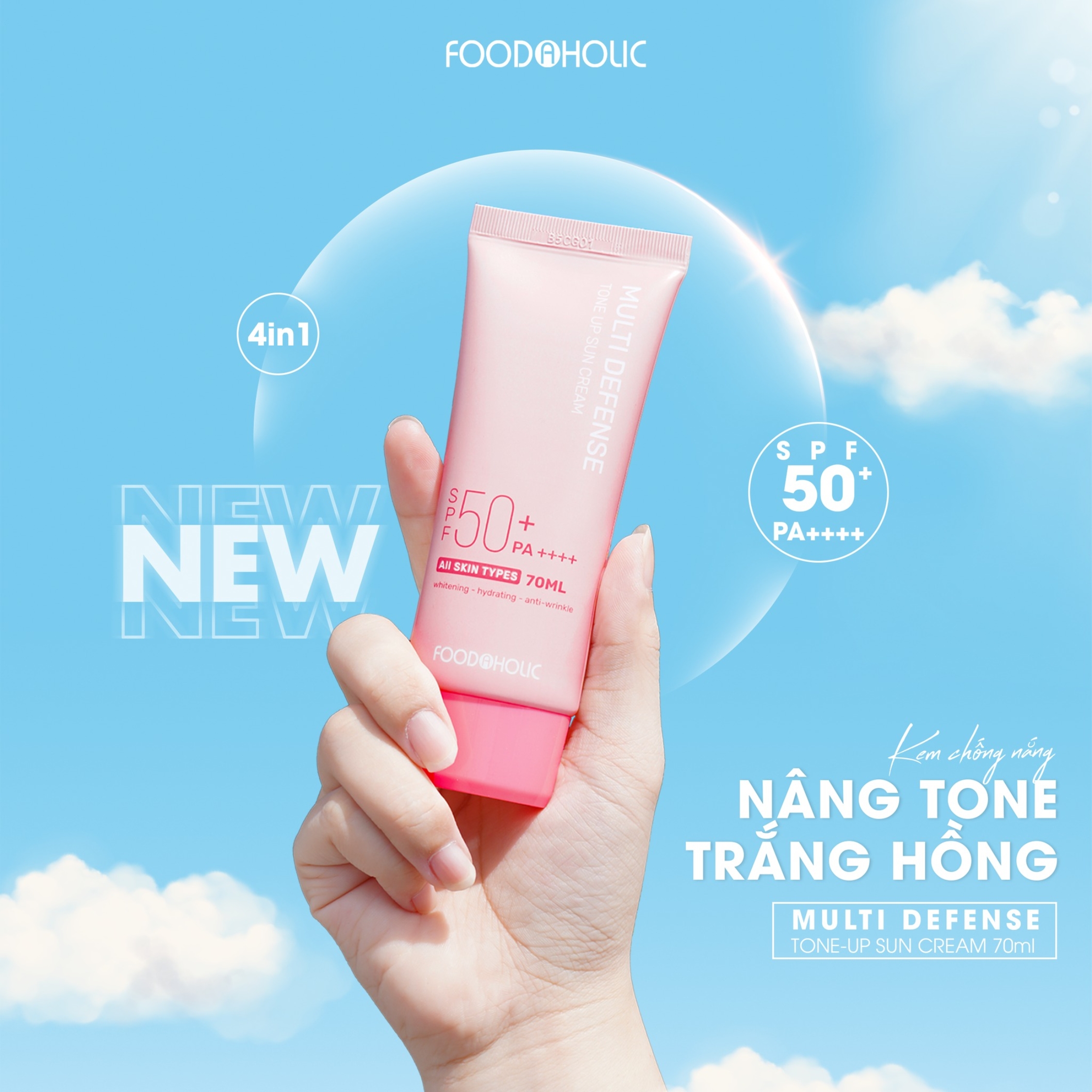 Kem Chống Nắng Foodaholic KCN Tone Up Sun Cream SPF 50+ PA ++++ 70ML