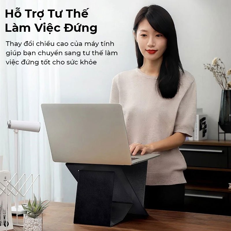 Giá đỡ cho laptop macbook đa năng Baseus có thể xếp gọn thay đổi nhiều tư thế, hỗ trợ làm việc đứng - hàng chính hãng