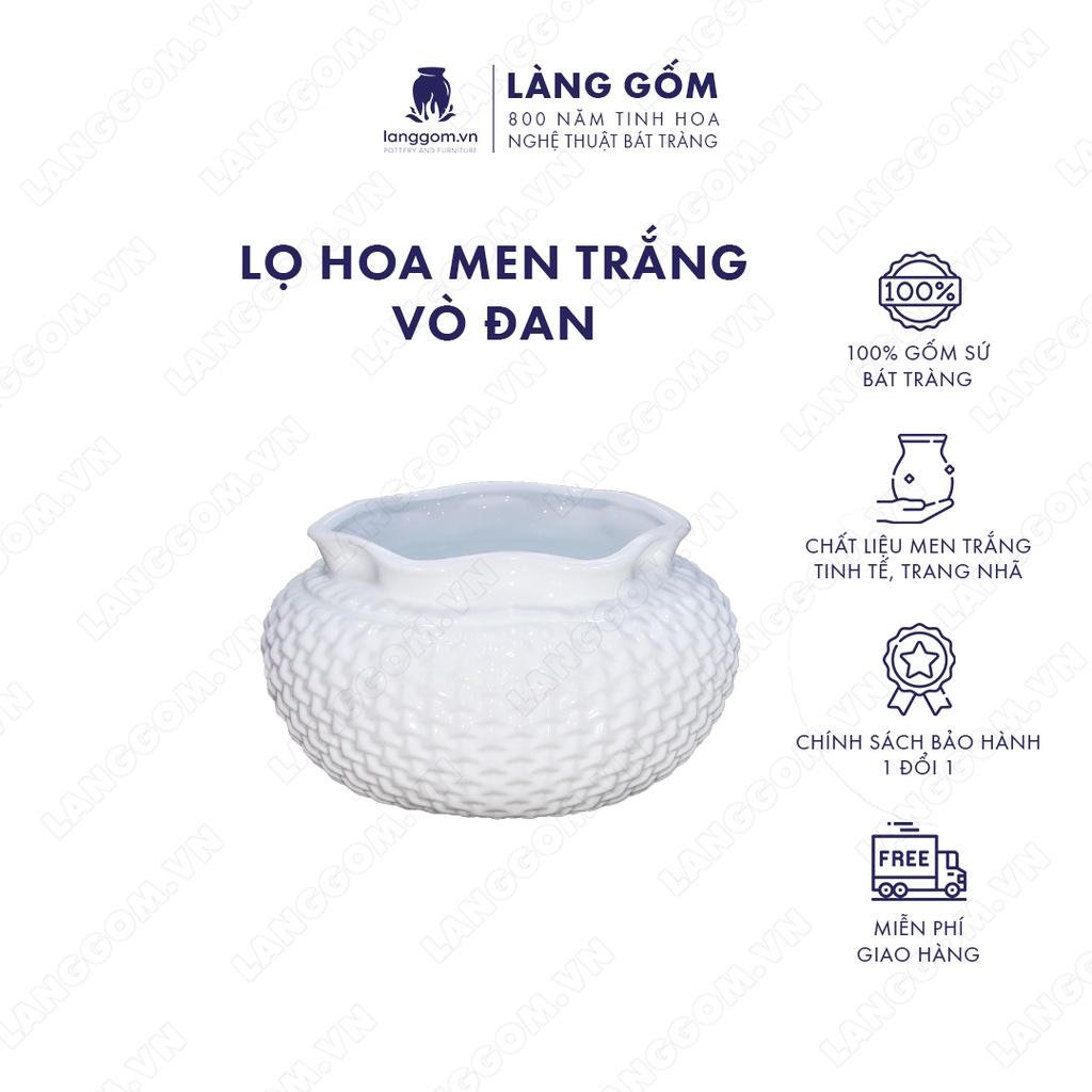 Bình hoa, lọ hoa Gốm sứ Bát Tràng cao cấp Men trắng vò đan dùng làm quà tặng, trang trí - Làng Gốm Bát Tràng