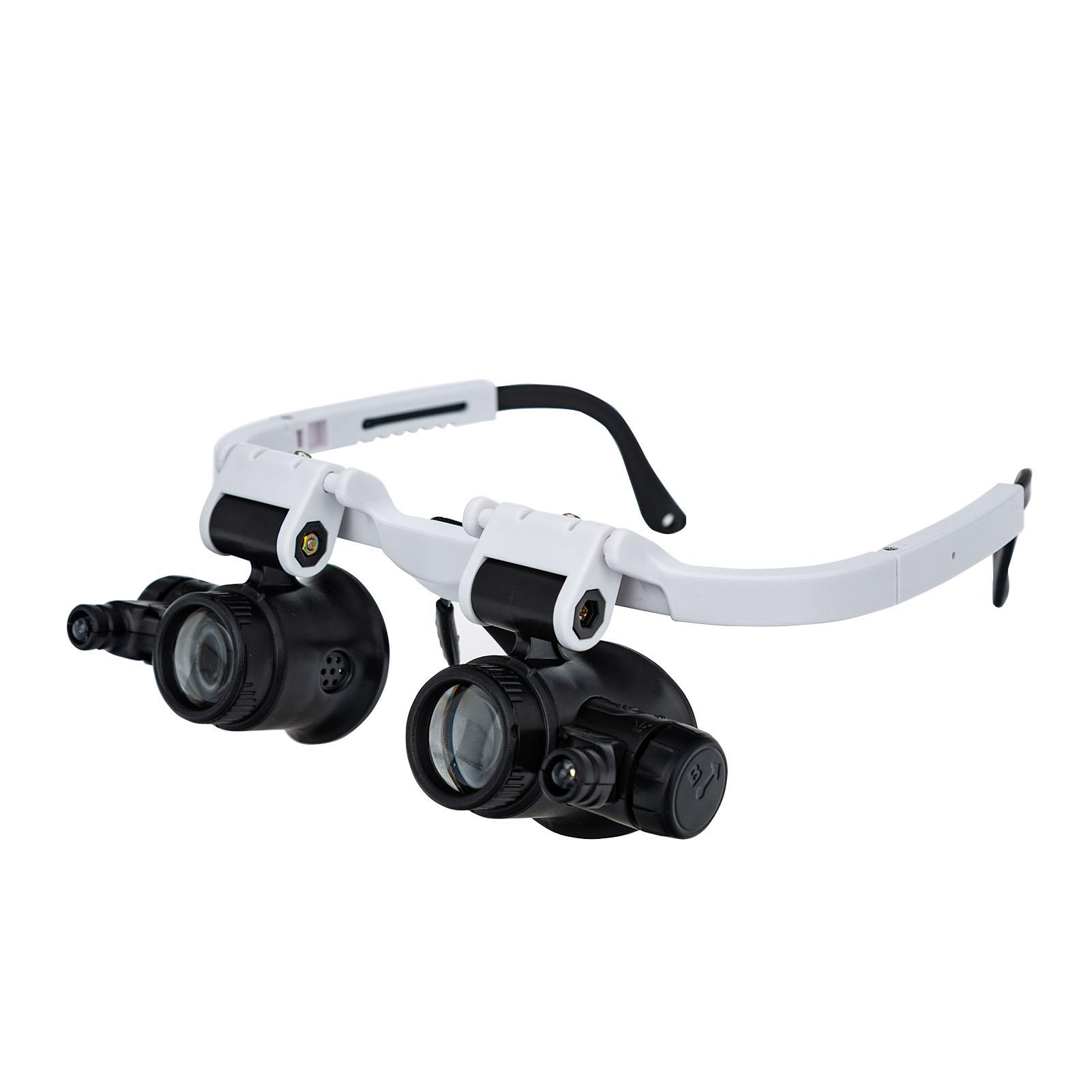 Loupe Magnifier Glasses Head Mount with LED Light Adjustable Glasses Bracket Watch Repair Magnifier for Mechanical