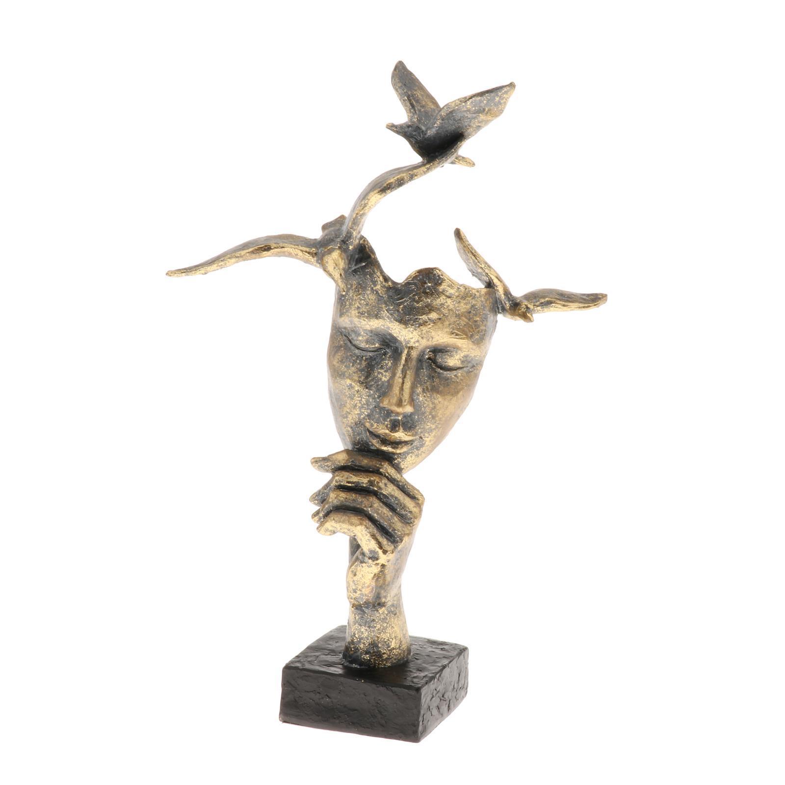 Modern Thinker Statue Abstract Face Keep Silence Sculpture Home Art Decors