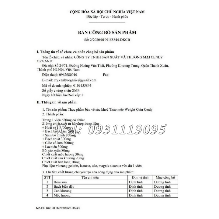 Tăng Cân Cenly chính hãng, thảo mộc tăng cân Cenly - Bất chấp cơ địa, gầy lâu năm – Mã số 1102