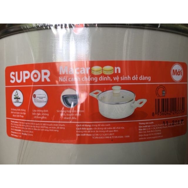 Nồi thân cao dùng bếp từ Supor phủ men ceramic S36A28IH  8.2L - HÀNG CHÍNH HÃNG