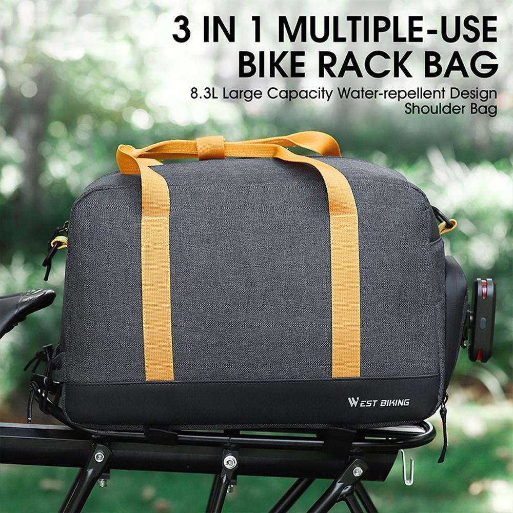 WEST BIKING 8.3L Bike Rear Seats Bag Bicycle Riding Storage Bag Bicycle Rack Seats Trunk Bags Travel Luggage Handbag