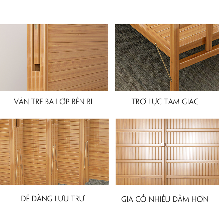 Giường tre gấp gọn cao cấp 150x190cm