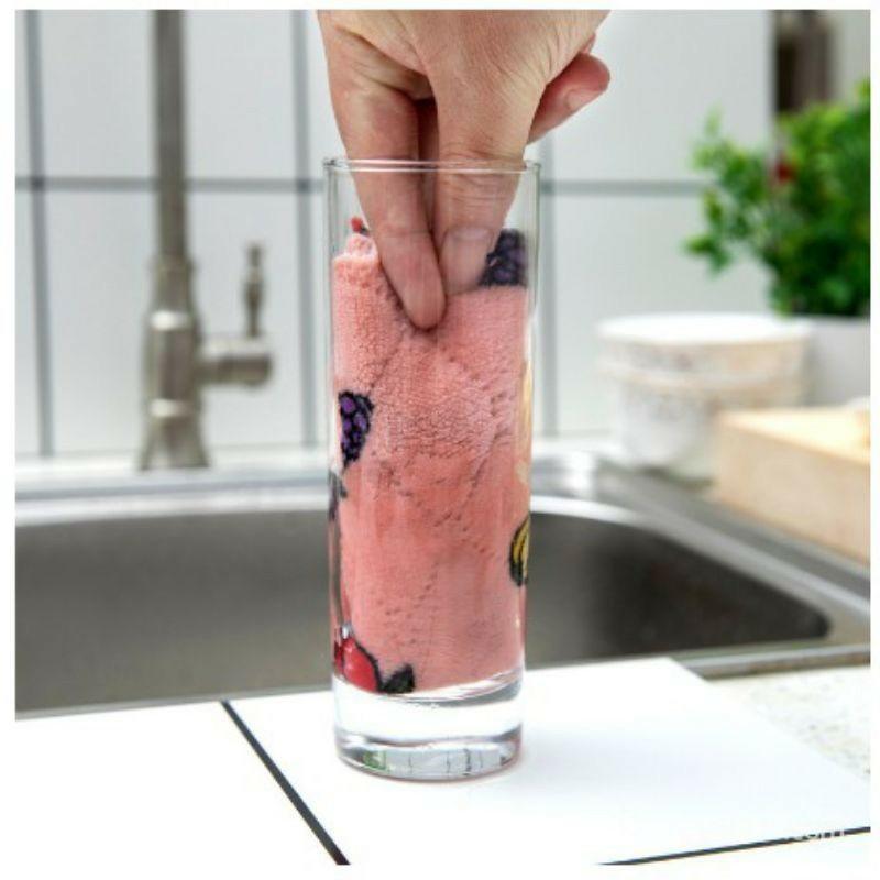 PVN24545 Set 10 khăn lau đa năng 2 mặt hình họa tiết hoa quả, siêu thấm hút lau bếp, lau chén đĩa, lau bàn ghế tiện lợi