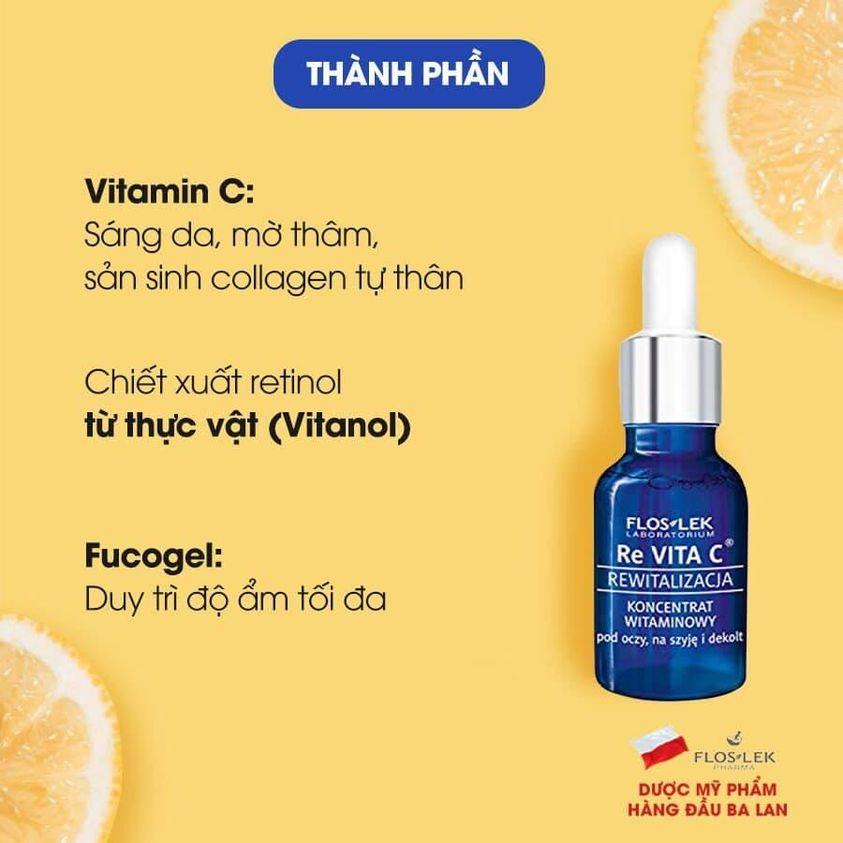 Serum Cấp Ẩm Và Làm Trắng Sáng Da Floslek Re VITA C Giảm Thâm, Nhăn, Chống Lão Hoá, Cấp Ẩm Mịn Da 30ml