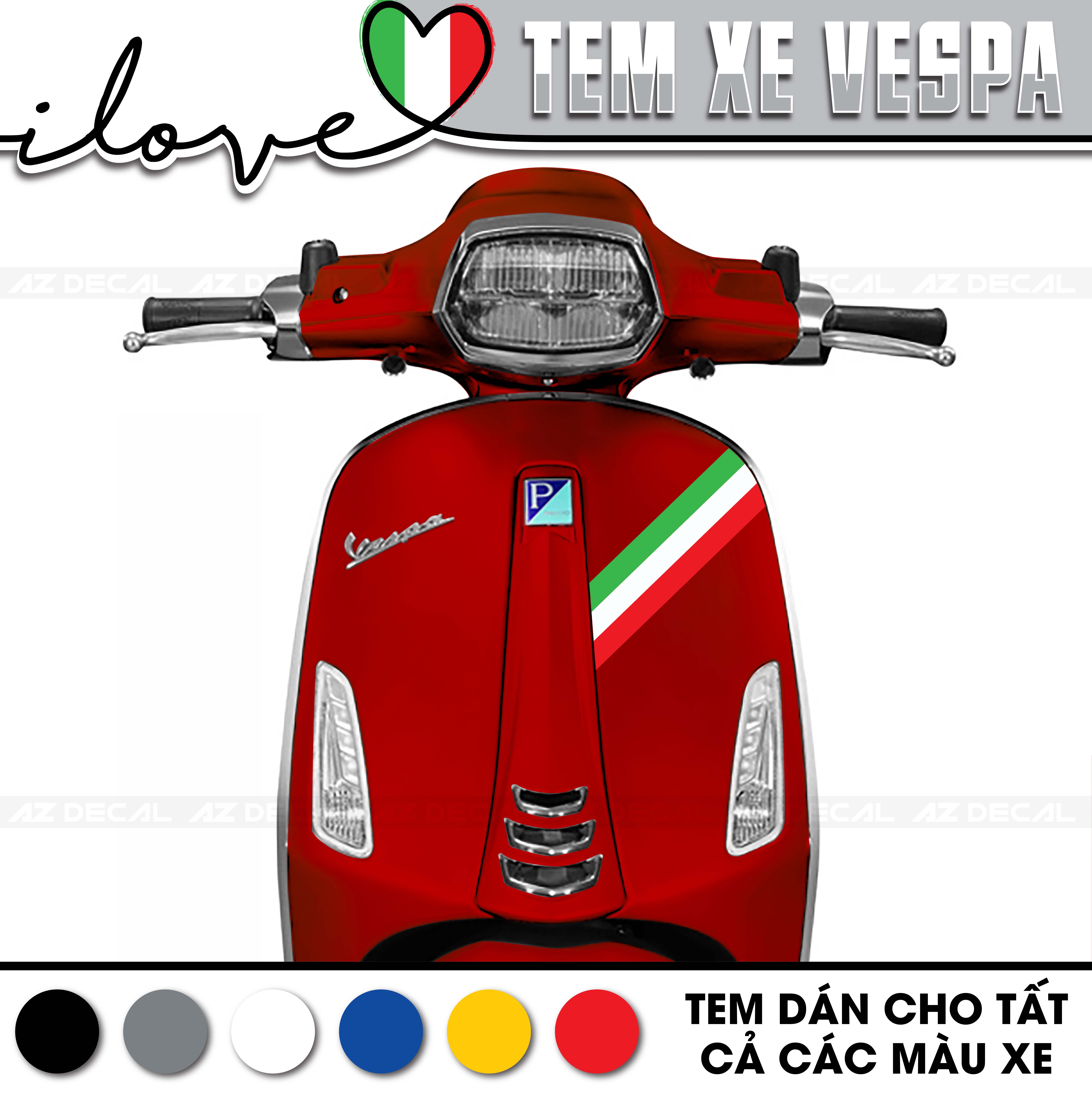 Tem Xe Vespa Sprint / Primavera / LX / GTS Mẫu Italy | VP03 | Decal Dán Xe Cắt Sẵn, Chống Nước, Chống Phai Màu