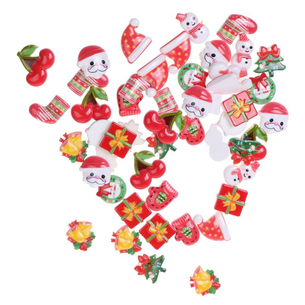 10 Pieces Mixed Enamel Christmas Charms Pendants DIY Xmas Jewelry Gifts Decorations &amp; 50 Pieces Assorted Resin Flatback Cabochons Christmas Beads Embellishments for DIY Crafts