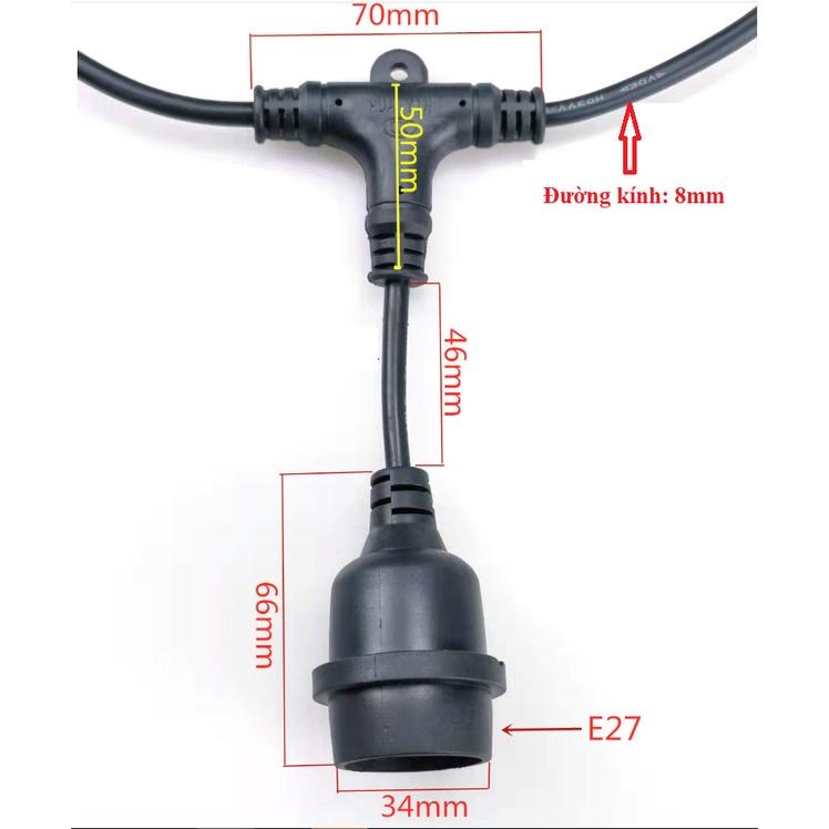 Dây Đui Đèn Kín Nước Trang Trí Ngoài Trời 3M/4M5M/6M/7M/10M Đui E27, Dây Đèn Thả Trang Trí Quán Ăn Quán Cafe Hàng Chính Hãng