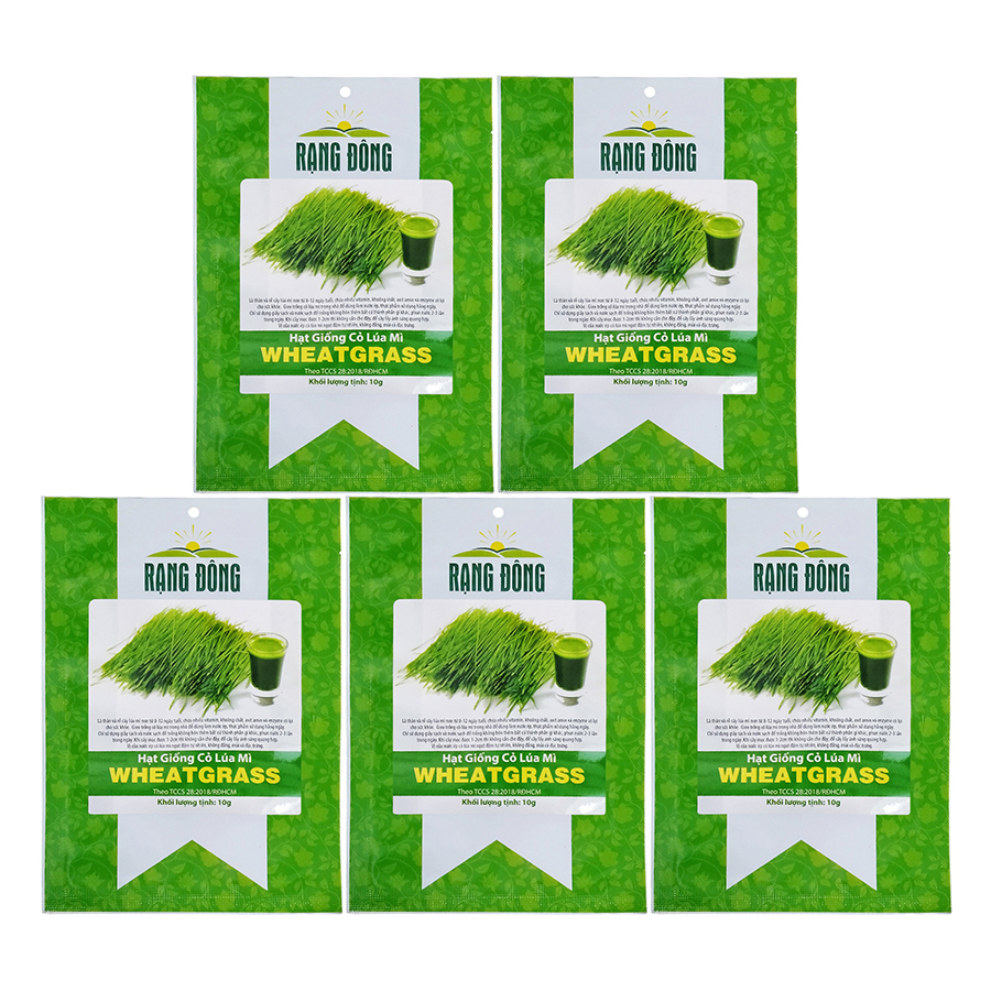 Bộ 5 túi 10g Hạt Giống Cỏ Lúa Mì Đỏ Wheatgass Rạng Đông Cỏ Mèo (Triticum aestivum)