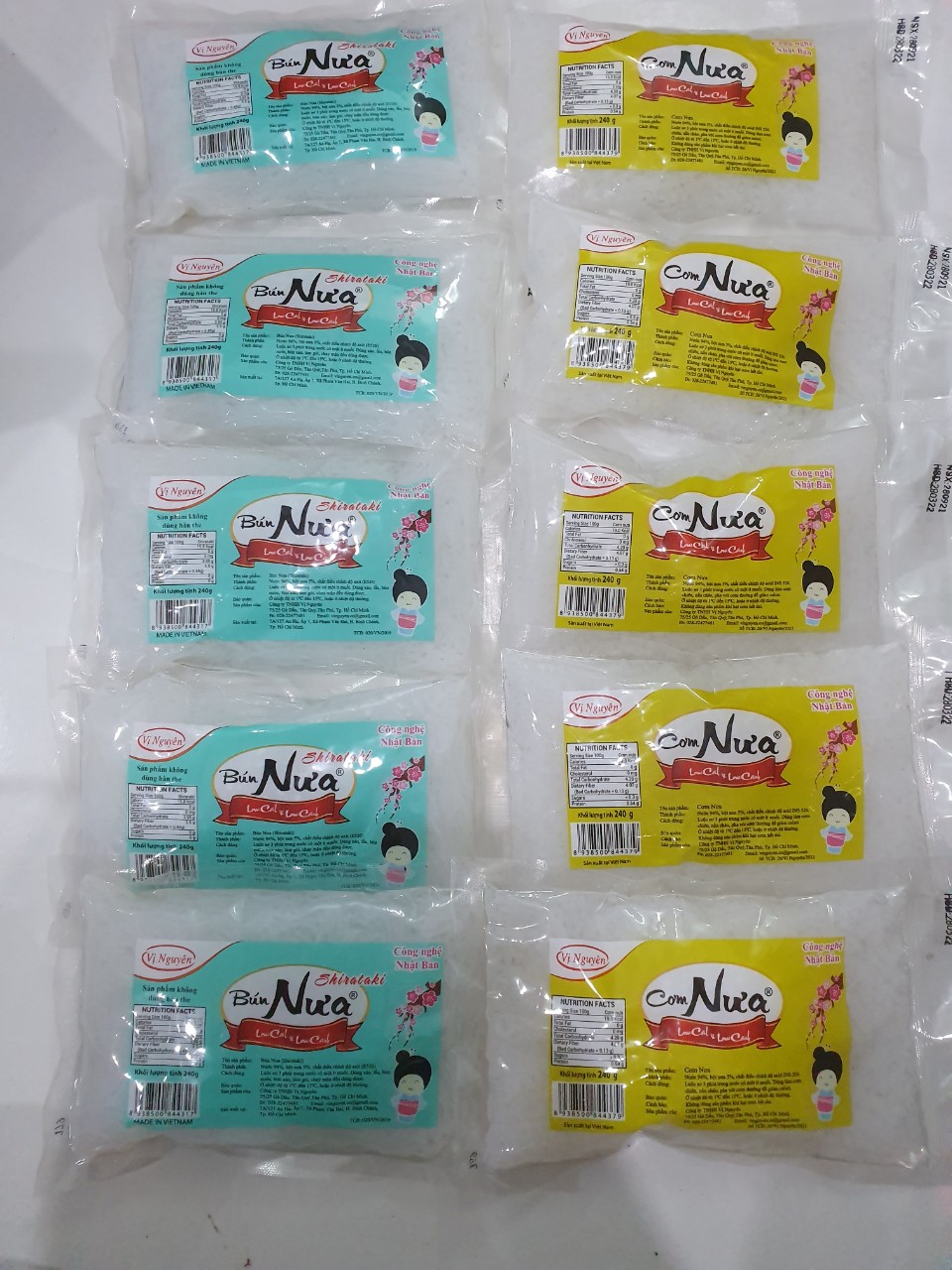 Combo 5 Gói Cơm Nưa 5 Gói Bún Nưa Vị Nguyên 240Gram
