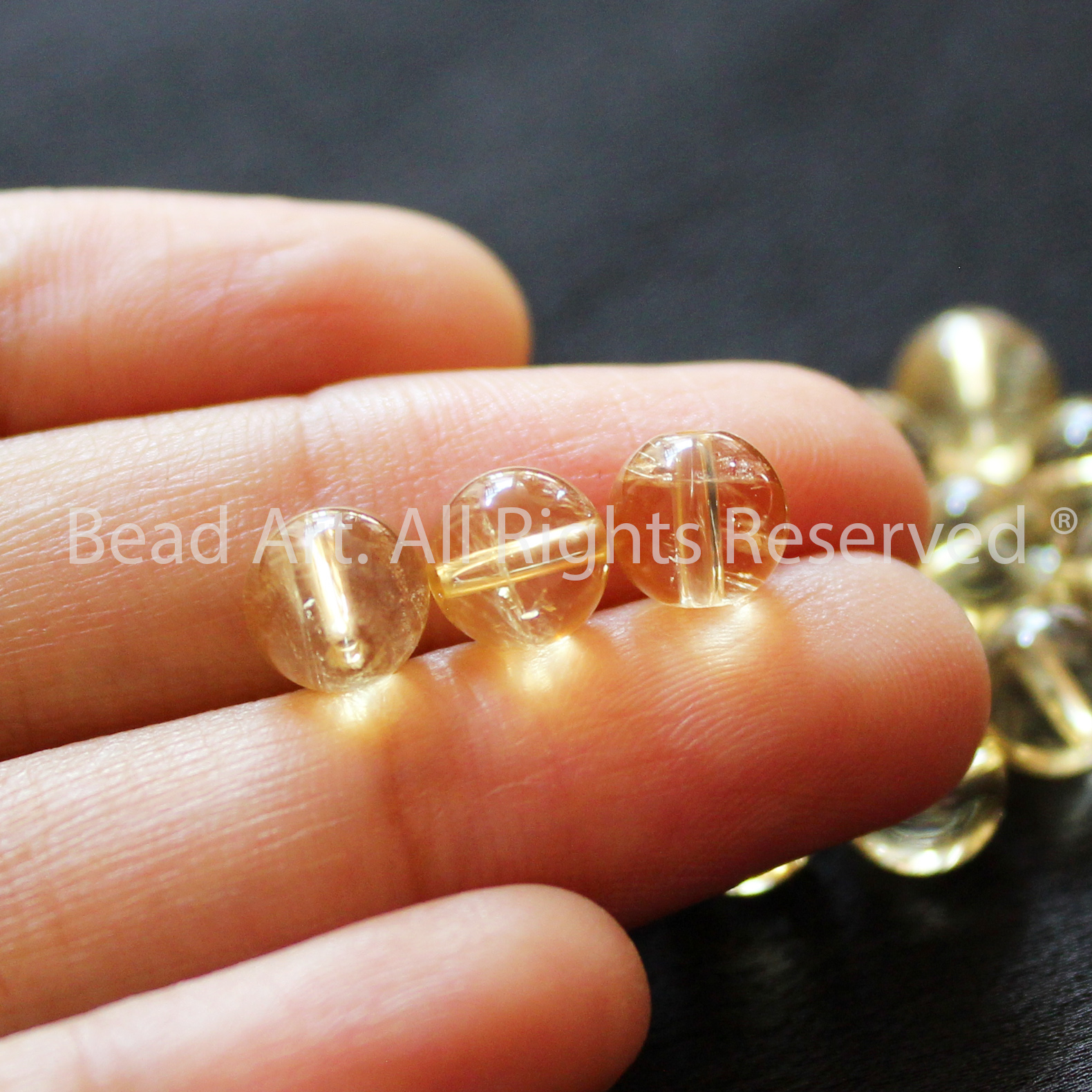 6.5-7mm Đá Thạch Anh Vàng, Citrine Tự Nhiên, Đá Phối Vòng Tay Phong Thuỷ, Chuỗi Hạt , Mệnh Thổ, Kim - Bead Art
