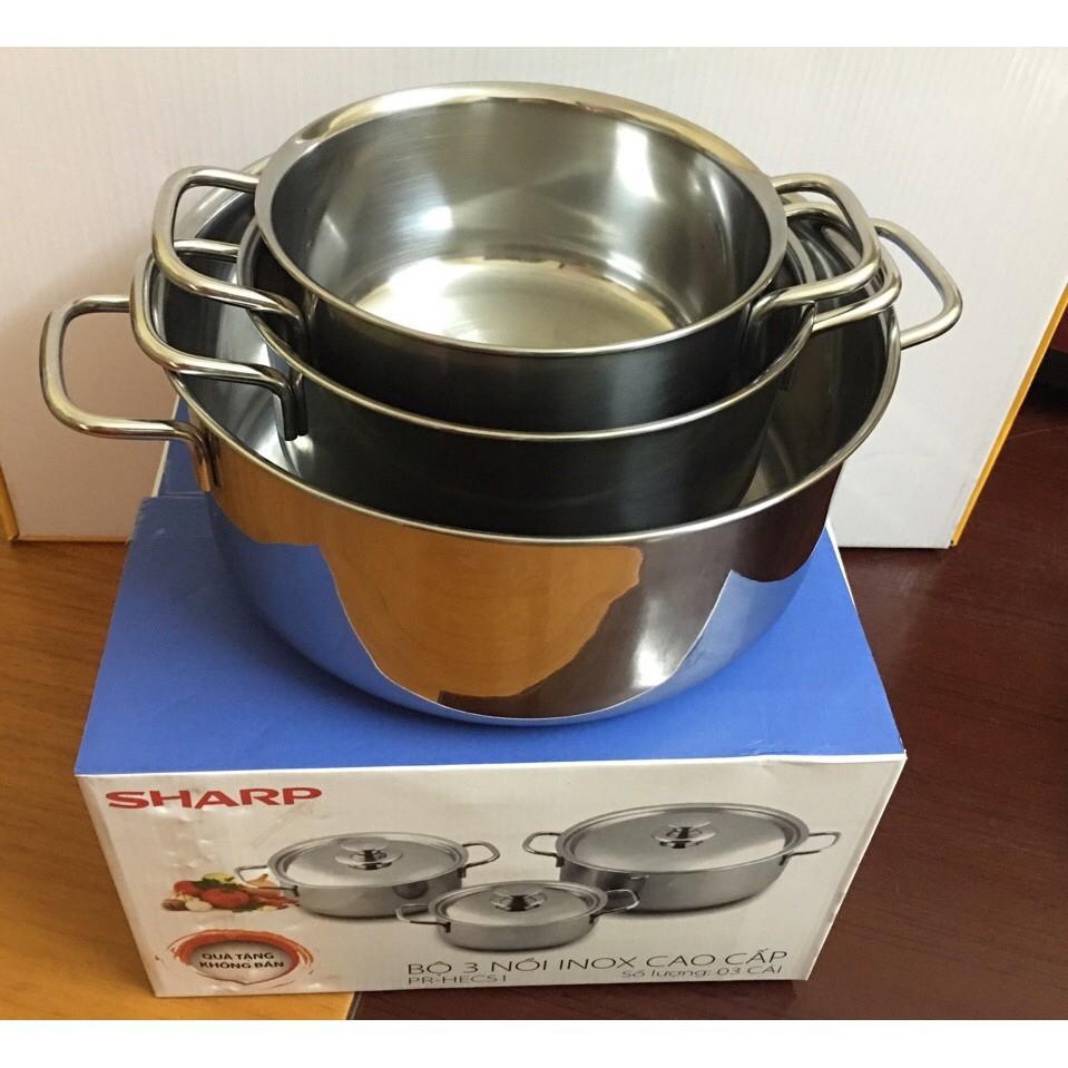 Bộ 3 nồi sharp Inox dùng cho mọi loại bếp