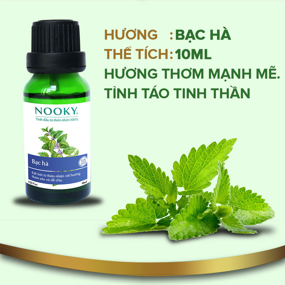 Combo 3 chai tinh dầu cao cấp NOOKY: tinh dầu Sả chanh (10ml) + tinh dầu Bạc hà (10ml) + tinh dầu Gỗ thông (10ml)