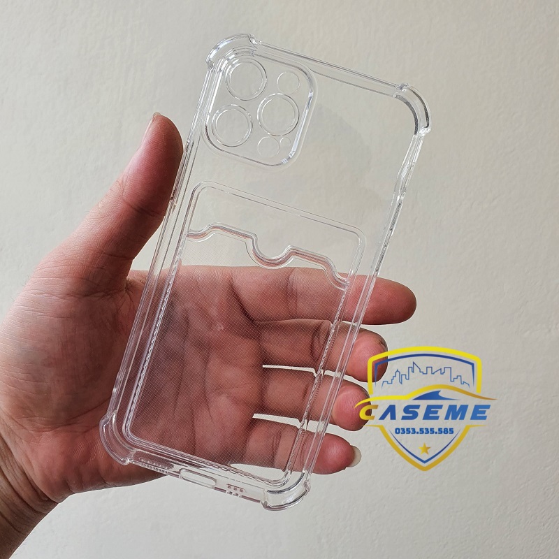 Ốp chống sốc dành cho iPhone 14/14 Plus/14 Pro/14 Pro Max silicon trong suốt kèm ngăn ví đựng thẻ
