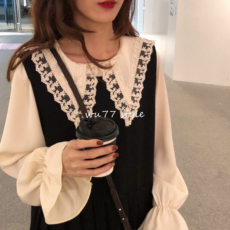 Cổ áo ren bản to AO68