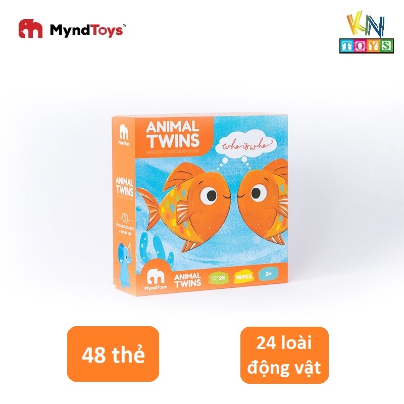 Đồ Chơi Xếp Hình MyndToys - Animal Twins – Memory Matching Game (Trò chơi xếp hình tìm cặp đôi cho Bé Từ 3 Tuổi)