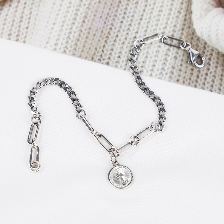 Lắc tay vòng tay cổ điển mix nhiều loại xích hợp kim titan không đen