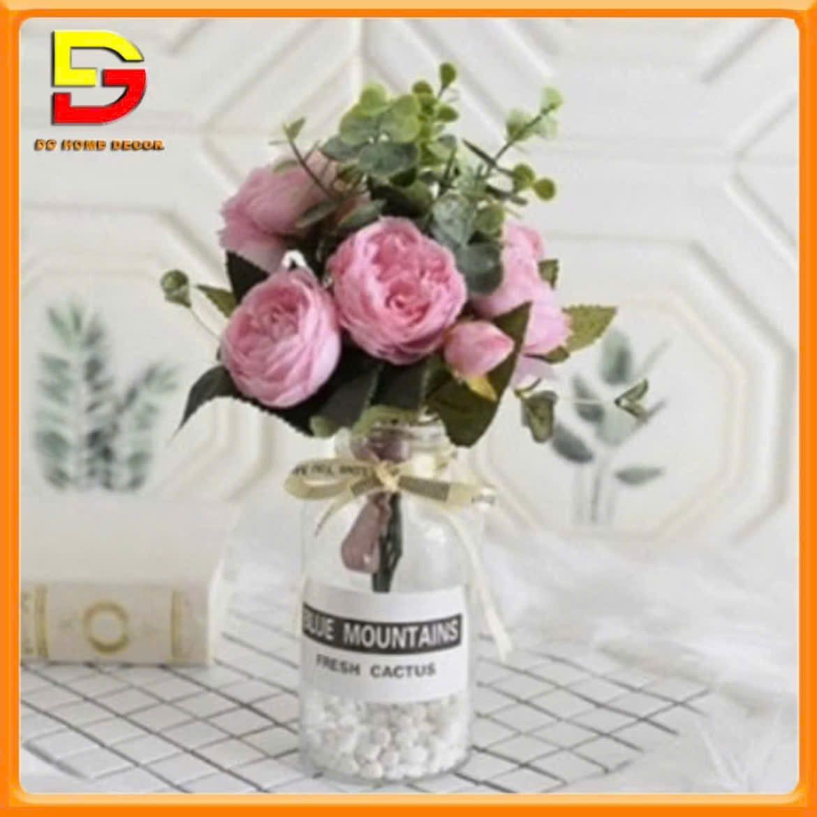 Hoa Lụa Lọ Hoa Thuỷ Tinh Cắm Sẵn Hoa Hồng Hàn Quốc Nhiều Màu Sắc Trang Trí Nhà Cửa DG-277