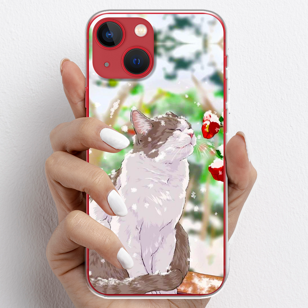 Ốp lưng cho iPhone 13, iPhone 13 Mini nhựa TPU mẫu Mèo trắng