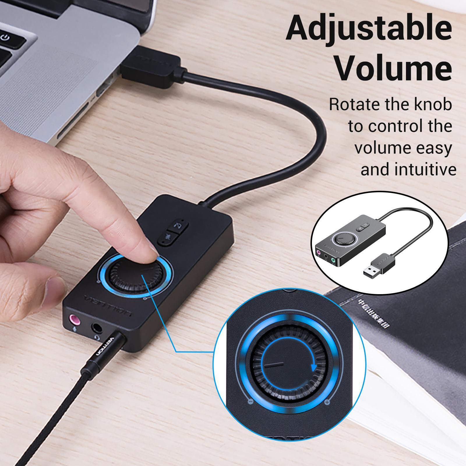 Splitter Converter External USB Sound Adapter USB Sound Card for Windows