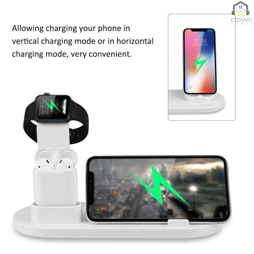 Đế sạc không dây đa năng 3 trong 1 cho đồng hồ thông minh iOS