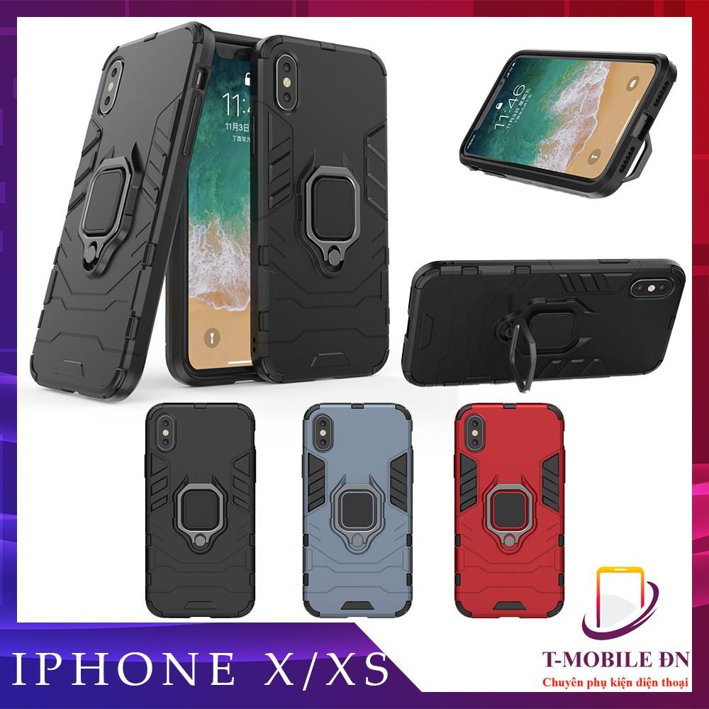 Ốp lưng cho iPhone X XS iron man chống sốc kèm nhẫn xoay chống xem video bảo vệ camera