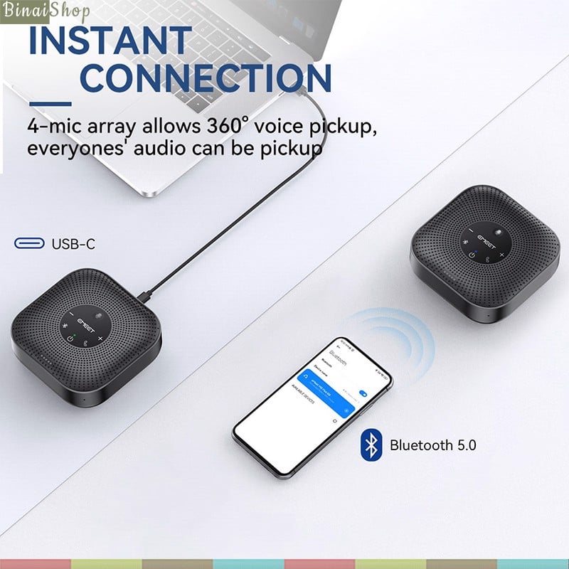 Emeet M0 Plus - Loa Kèm Micro Họp Trực Tuyến, VoiceIA 4.2, Bluetooth 5.0, Âm Thanh Full Duplex Cho Nhóm 8 Người - Hàng chính hãng