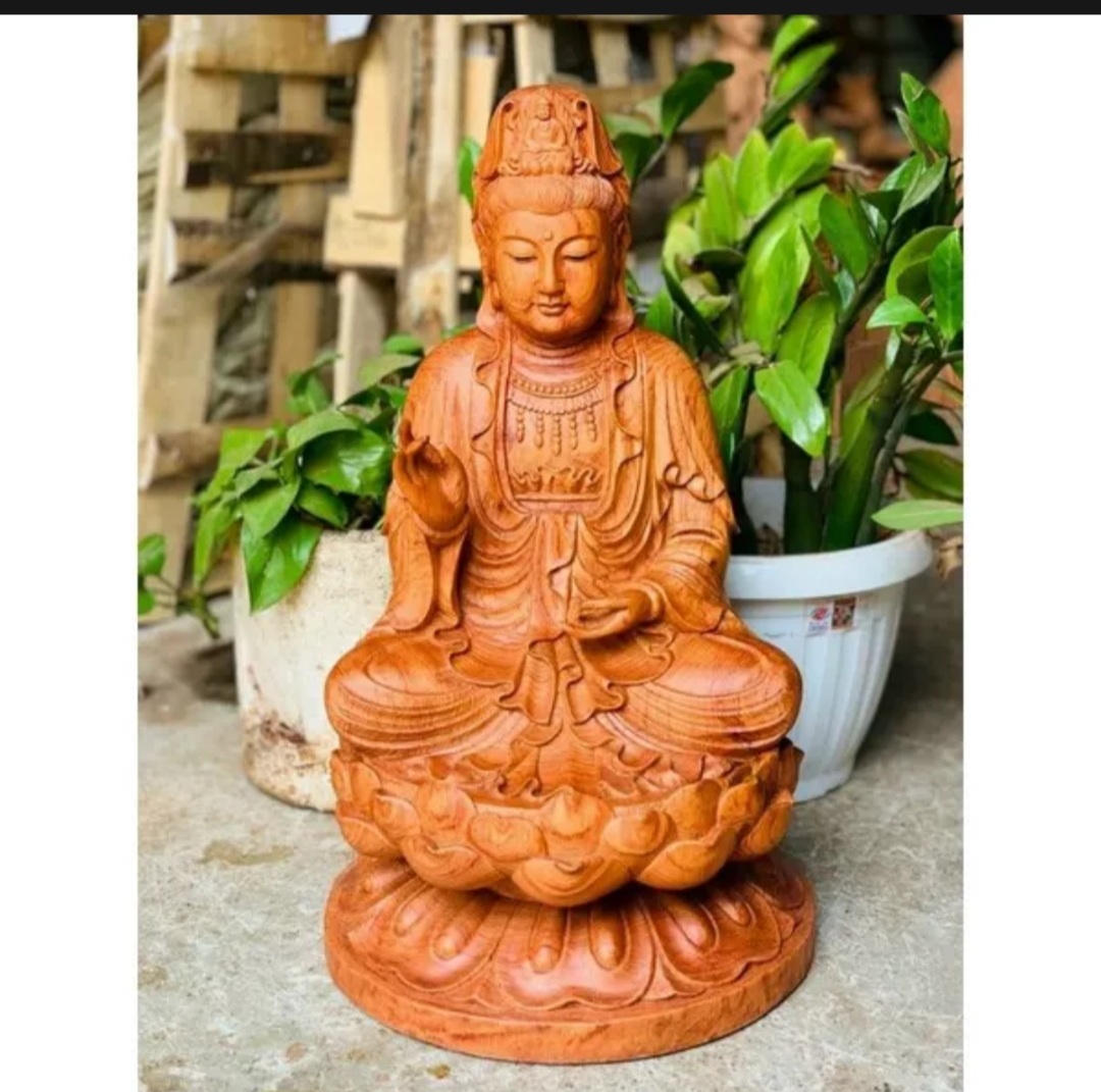 Tượng phật bà quan âm dể xe ô tô cao 15 cm
